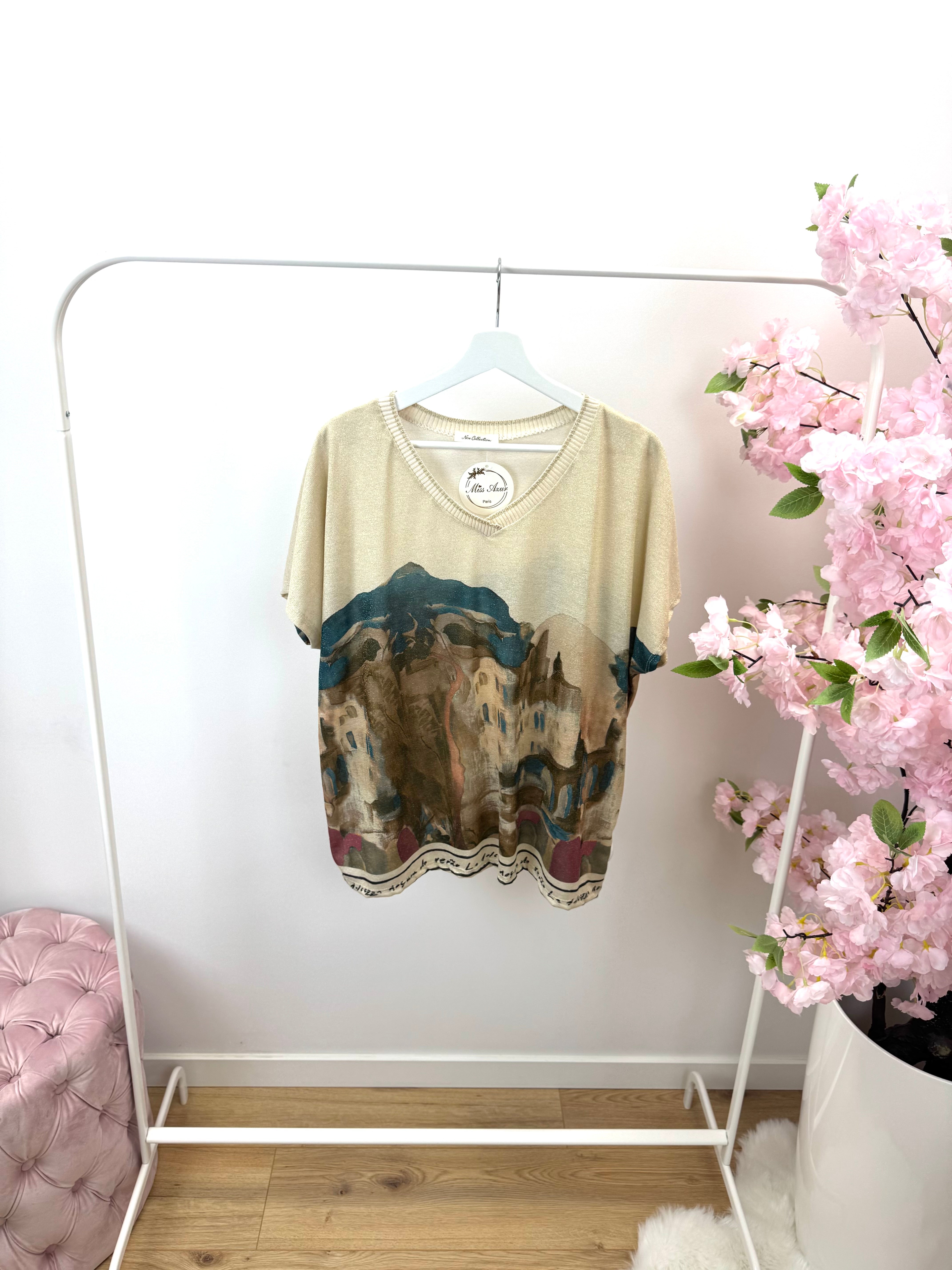 Top beige/groen 0443