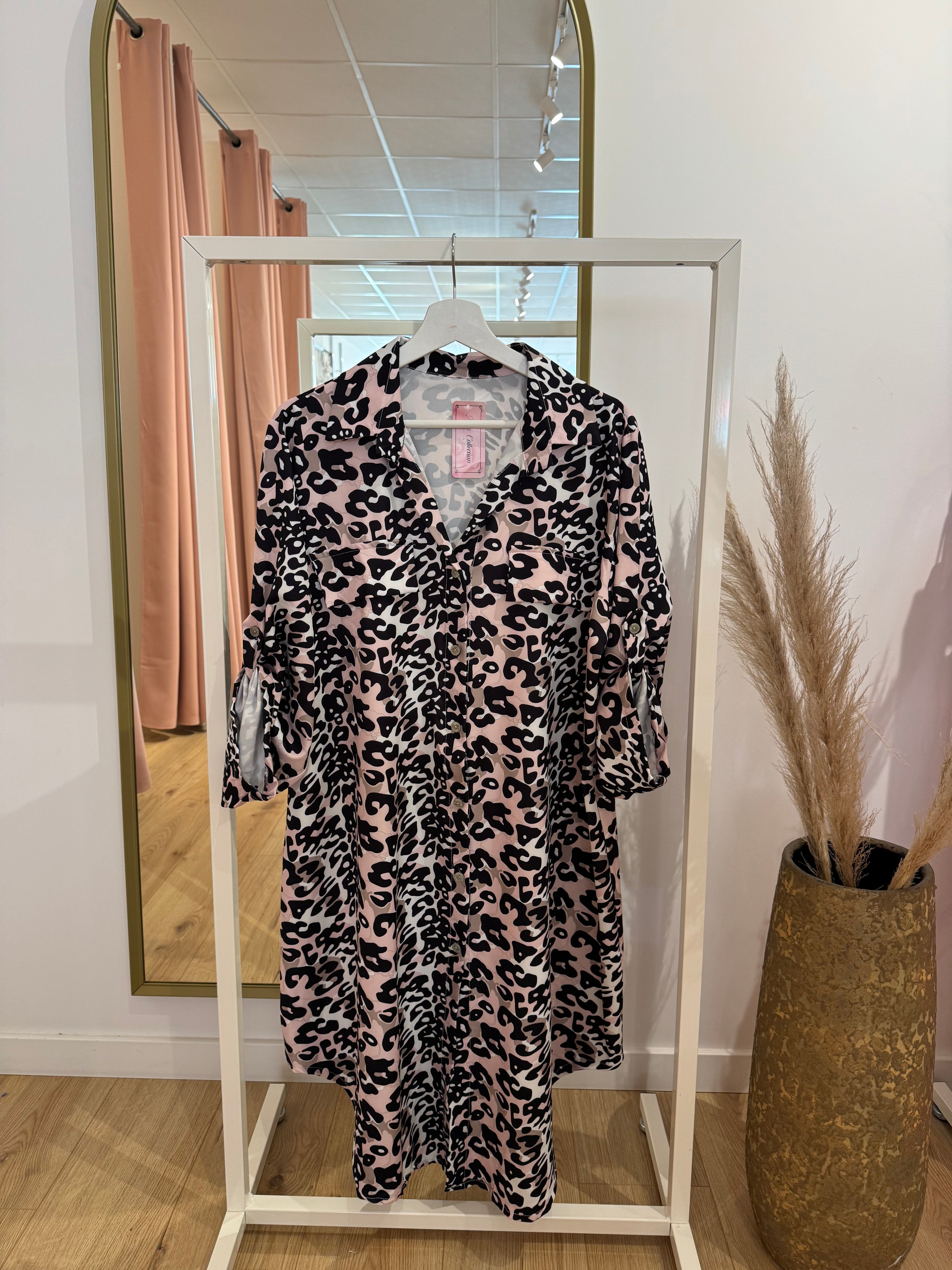 Blouse/jurk zwart/roze/beige 0200