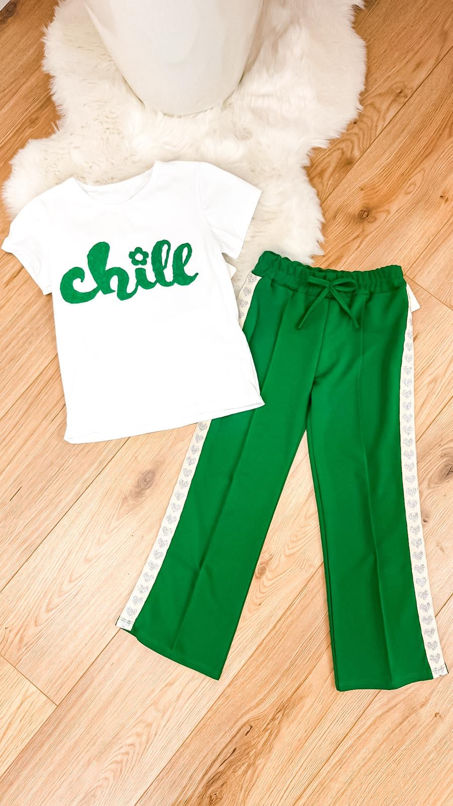 Kids broek Hartjes groen