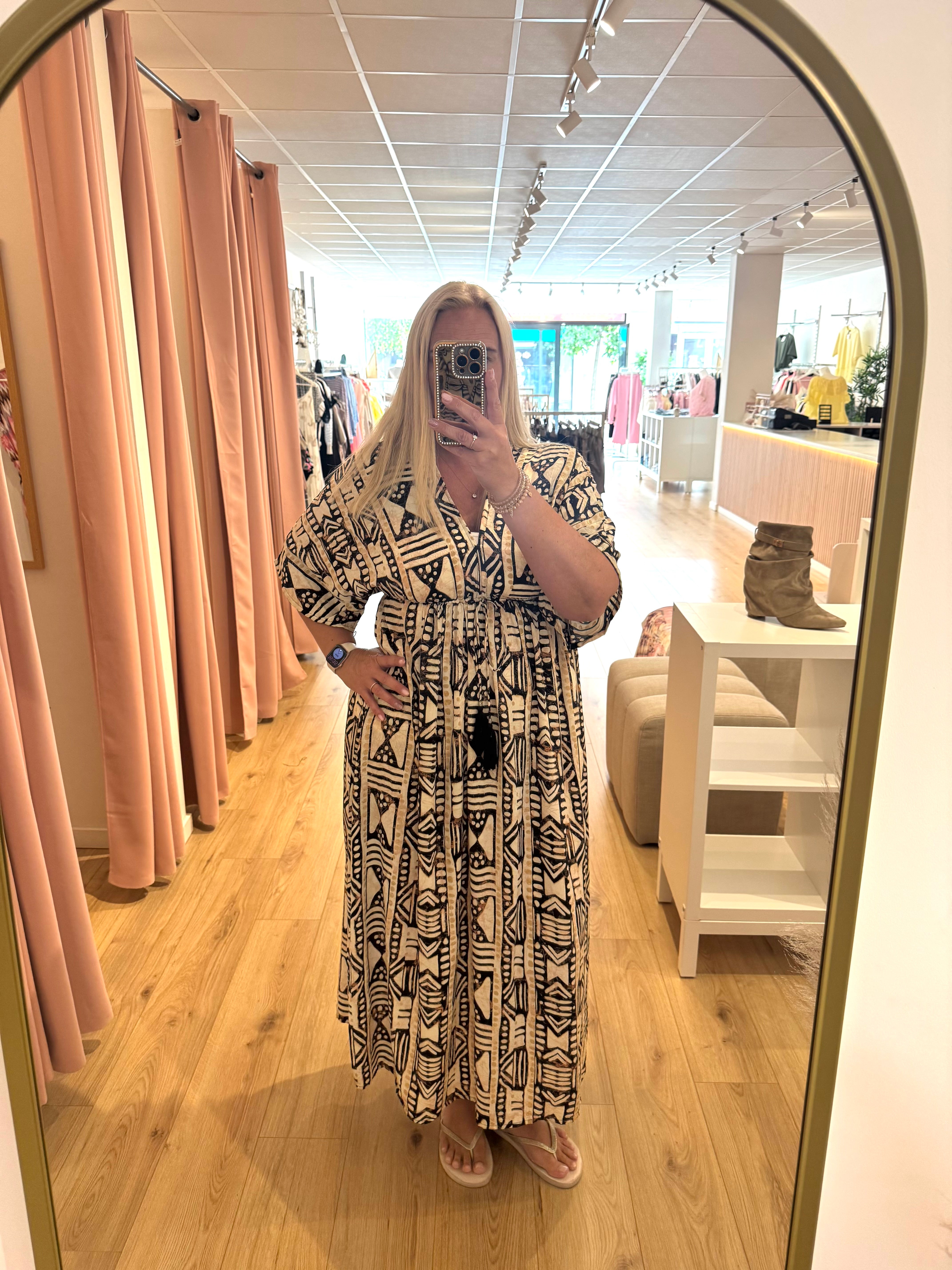 Jurk beige/zwart 0371