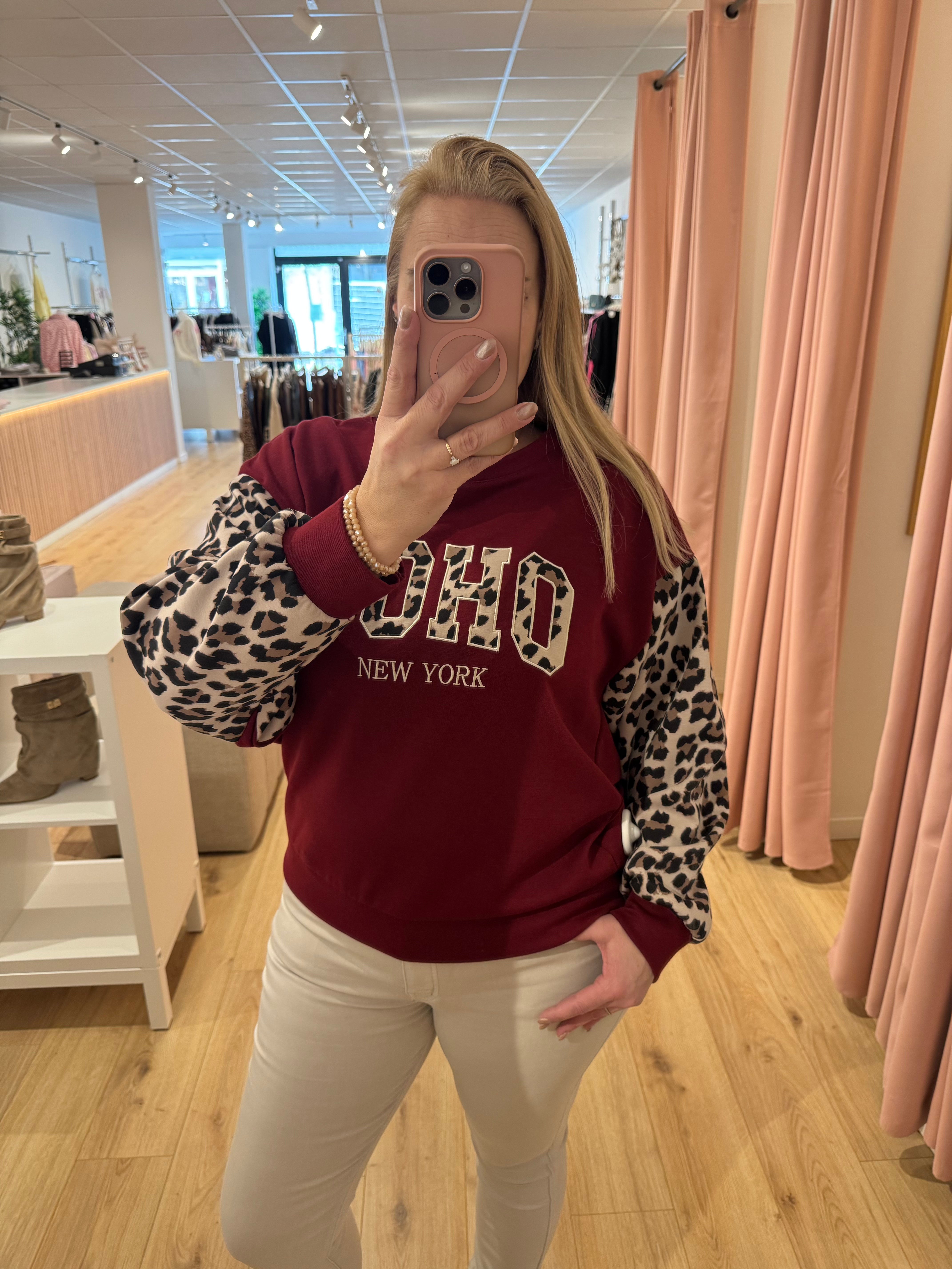 Trui print bordeaux 0019