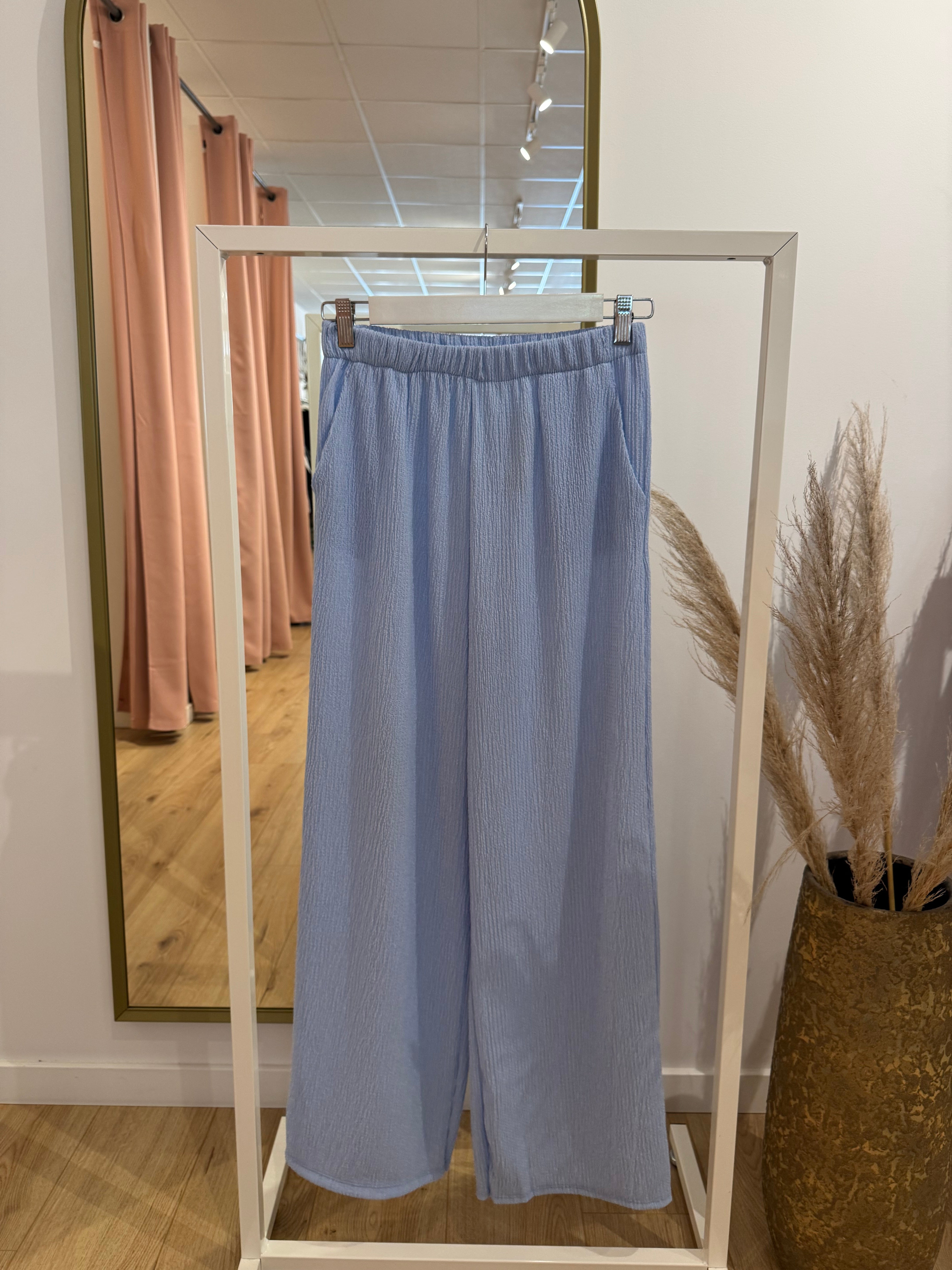Broek wide leg blauw 0321
