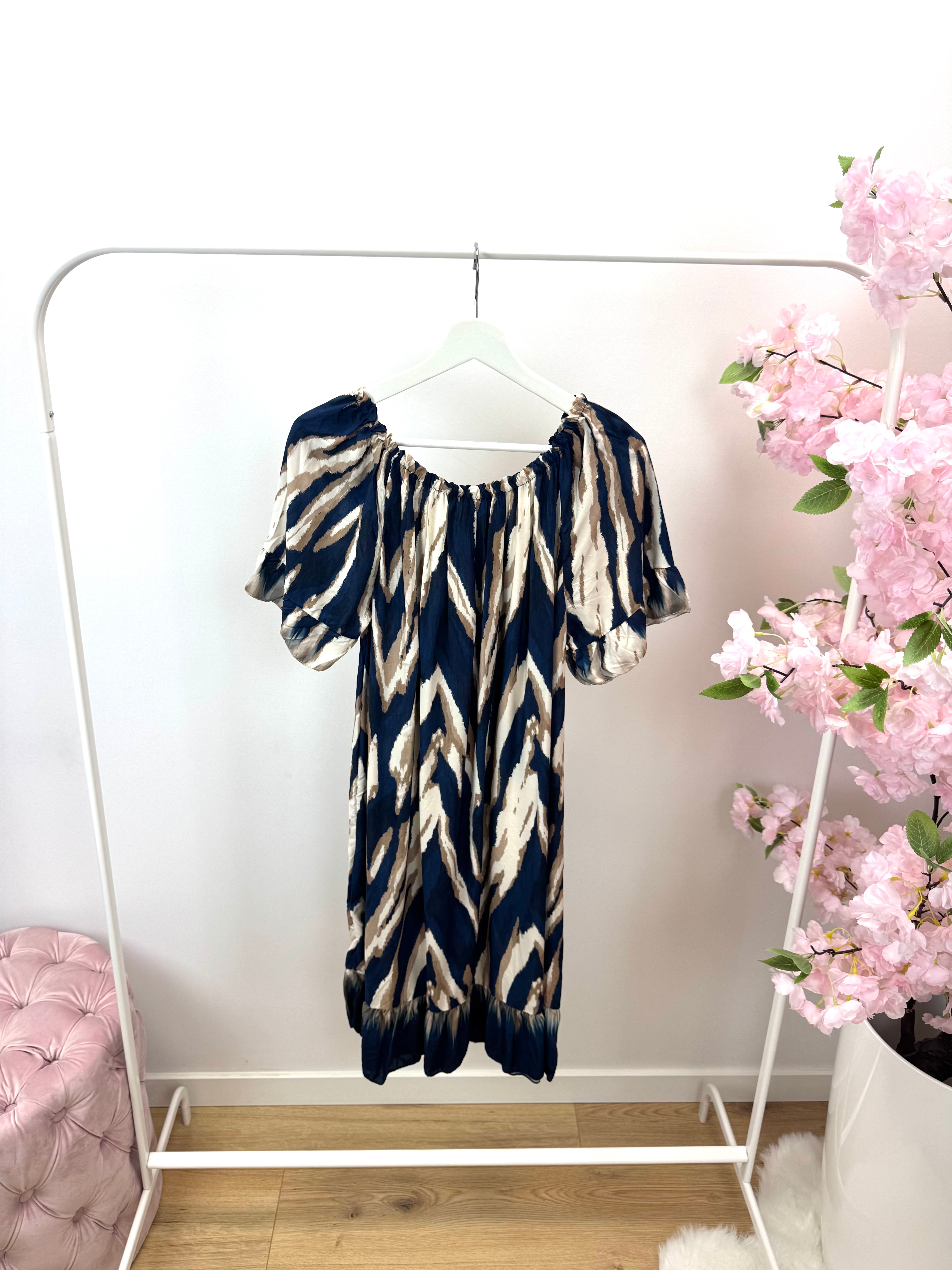 Jurk blauw/beige 0439