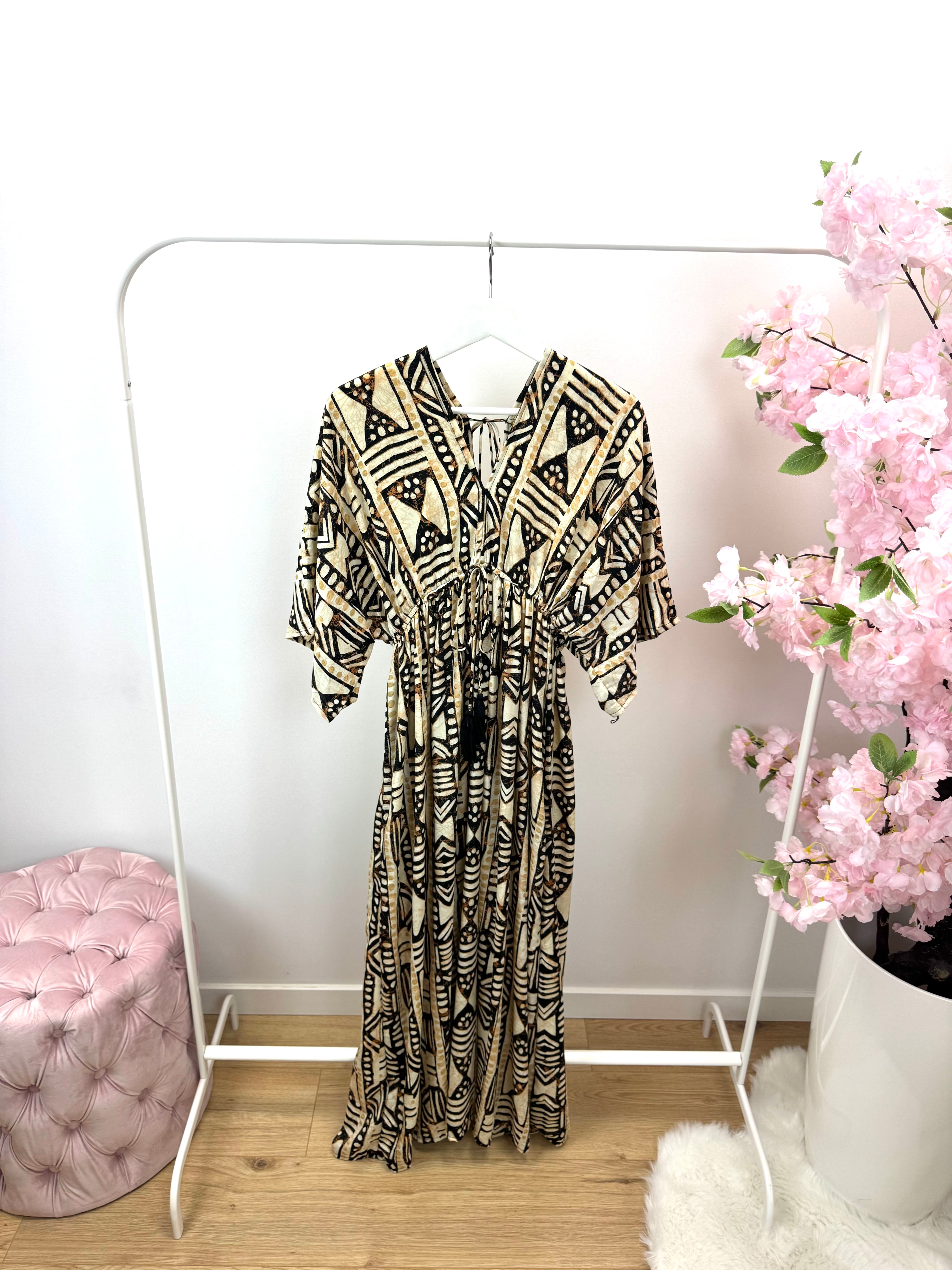 Jurk beige/zwart 0371