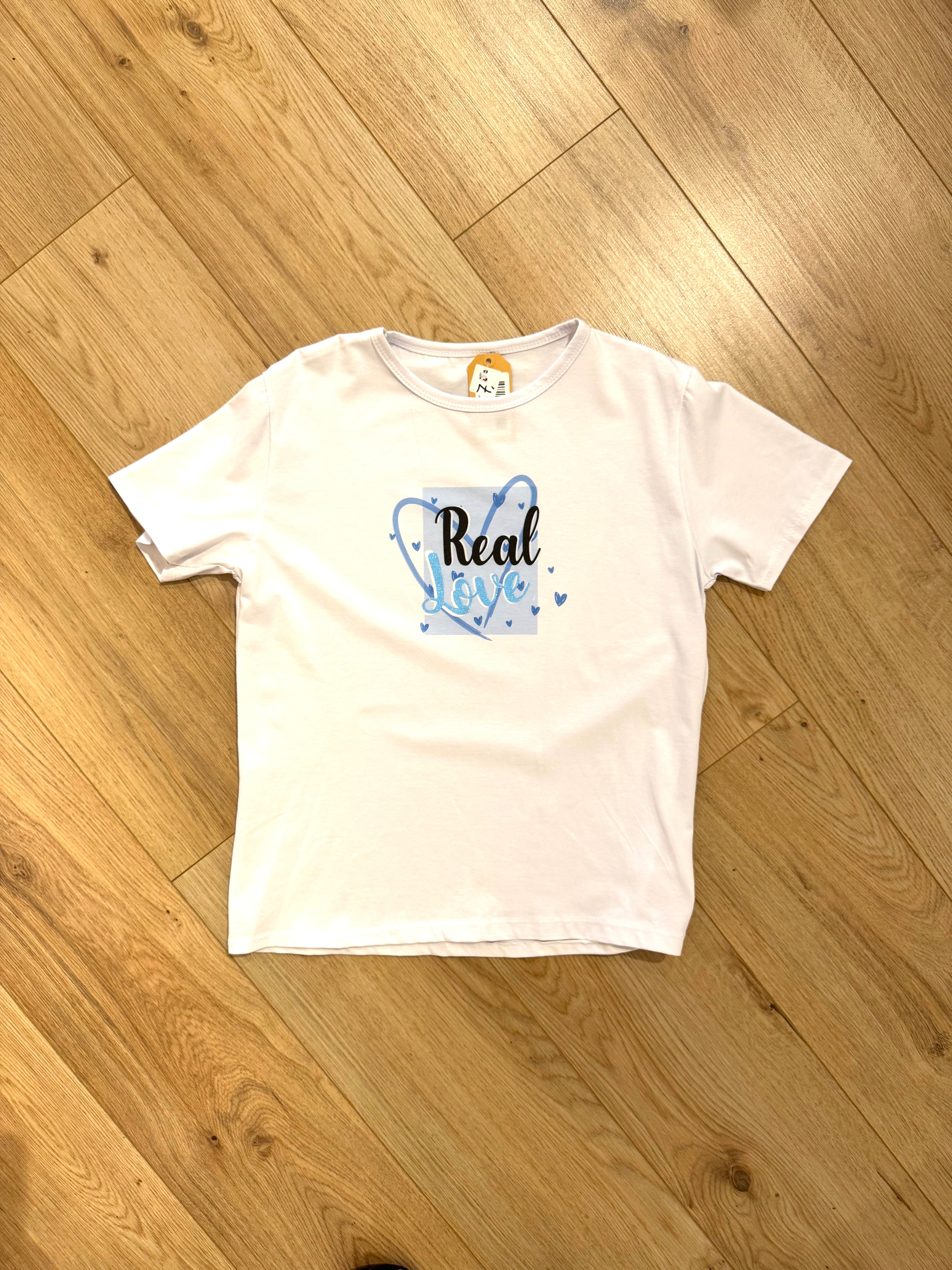 Kids top wit/blauw 0379