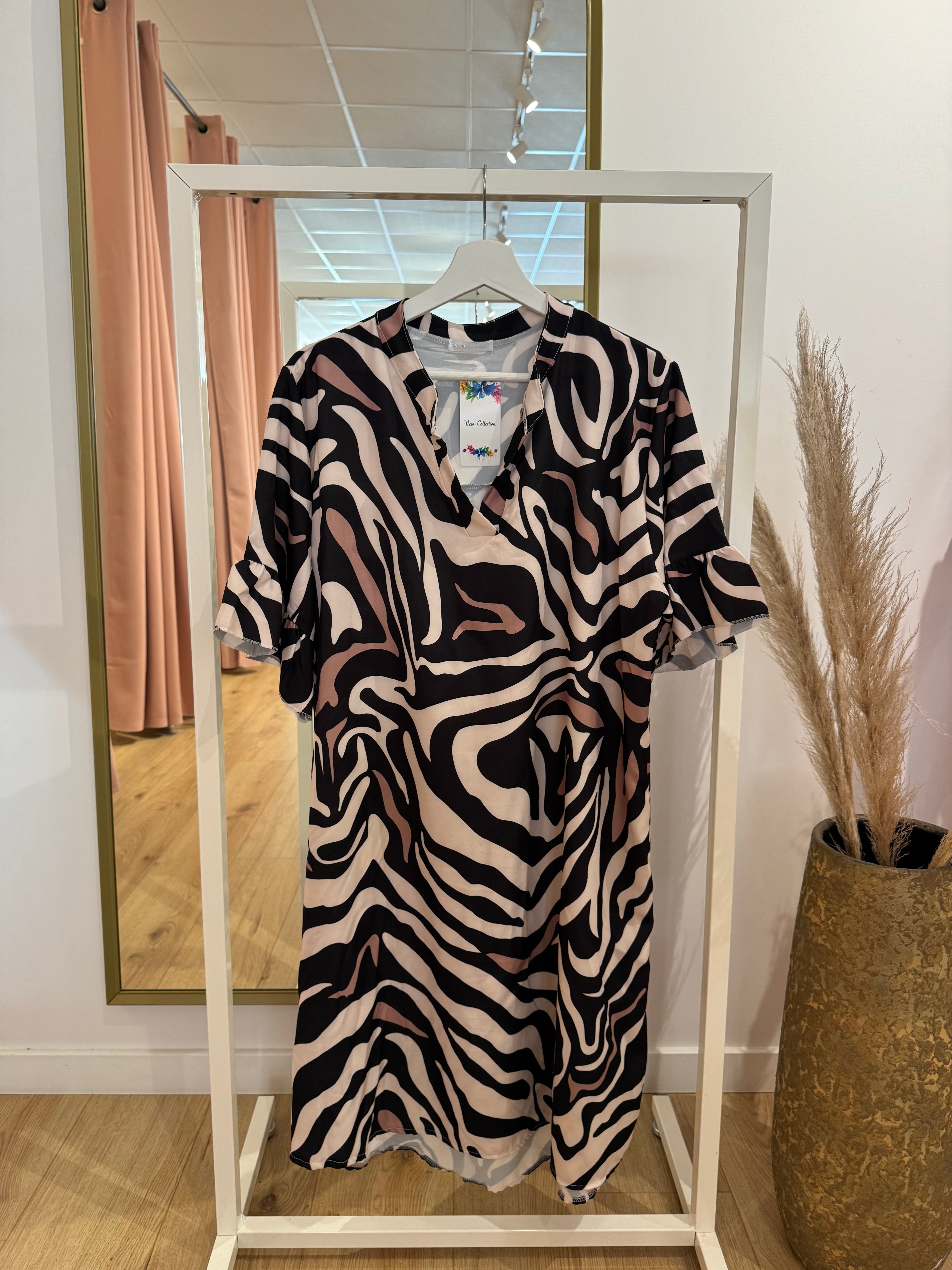 Jurk zwart/beige 0193