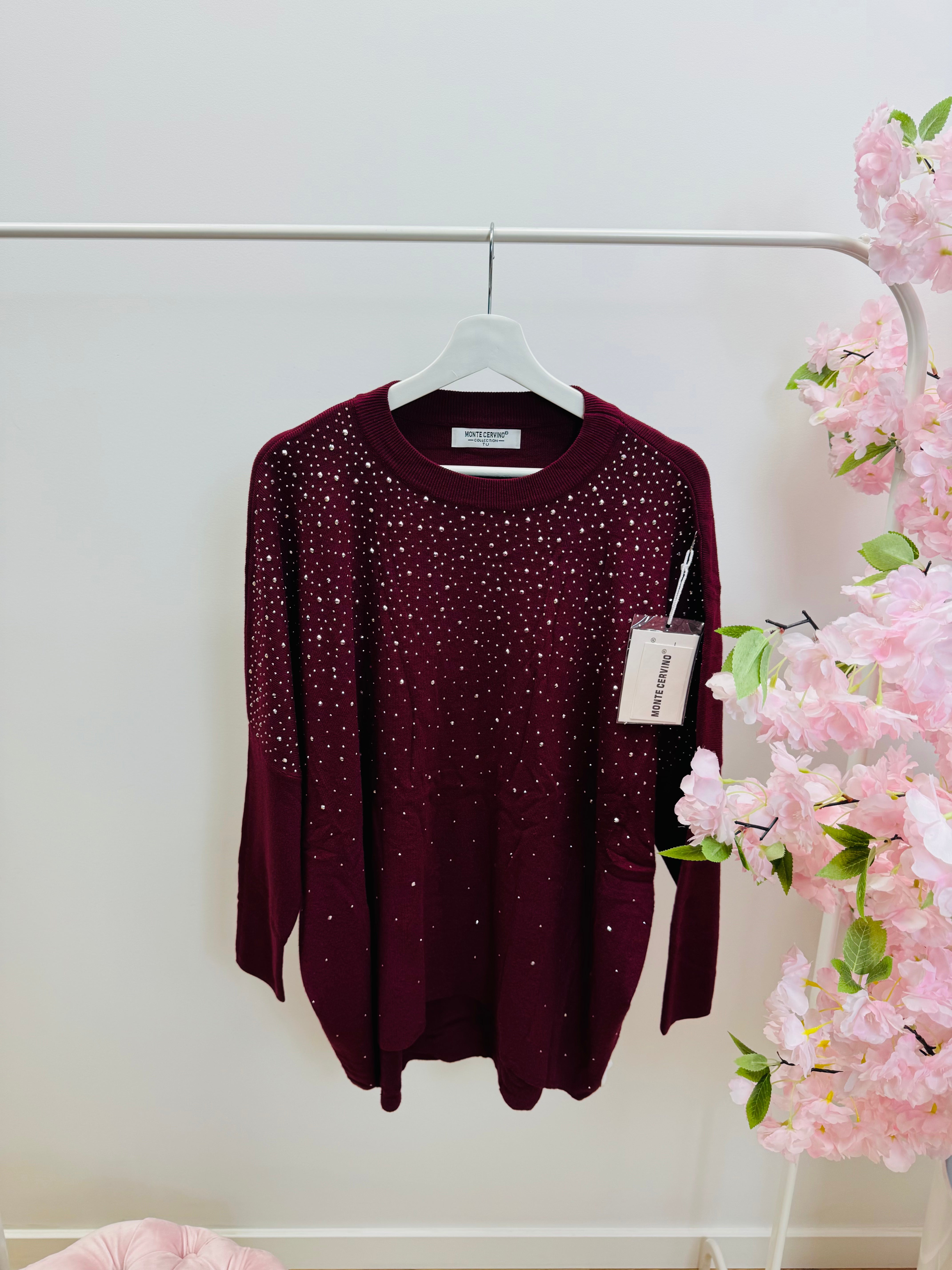 Trui glitter bordeaux 0013