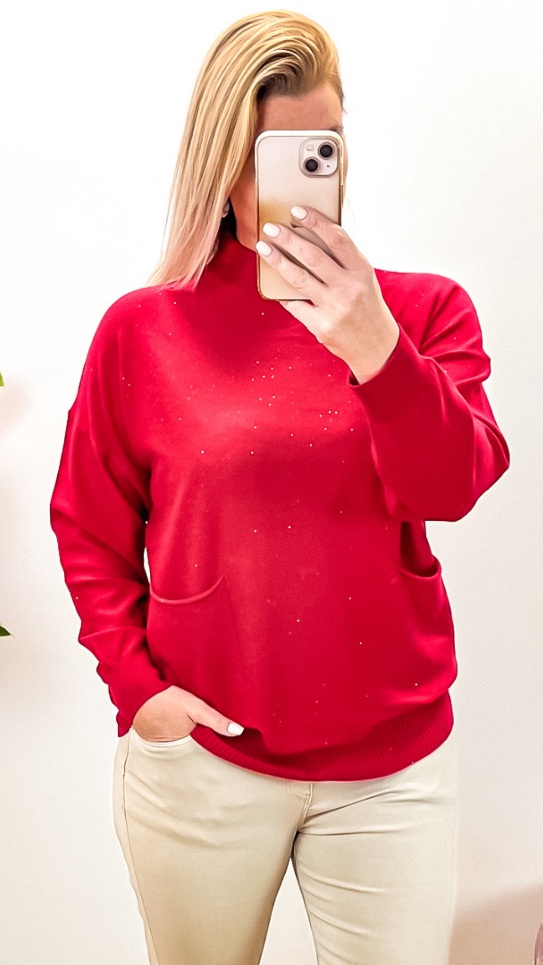 Trui glitter Gigi rood